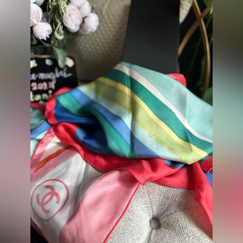 🩷SOLD🩷Chanel Multicolor Striped Scarf